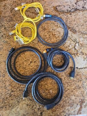 Bundle of HDMI (4) and Ethernet (2) Cables - Black and Yellow